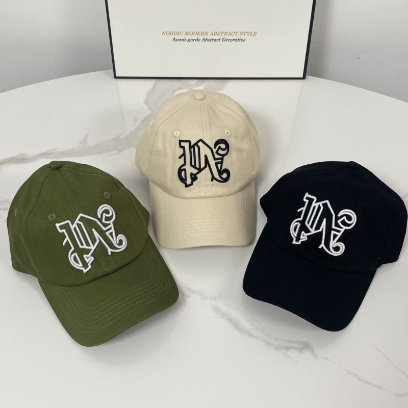 Palm Angels hats flame alphabet palm tree embroidered distressed baseball cap