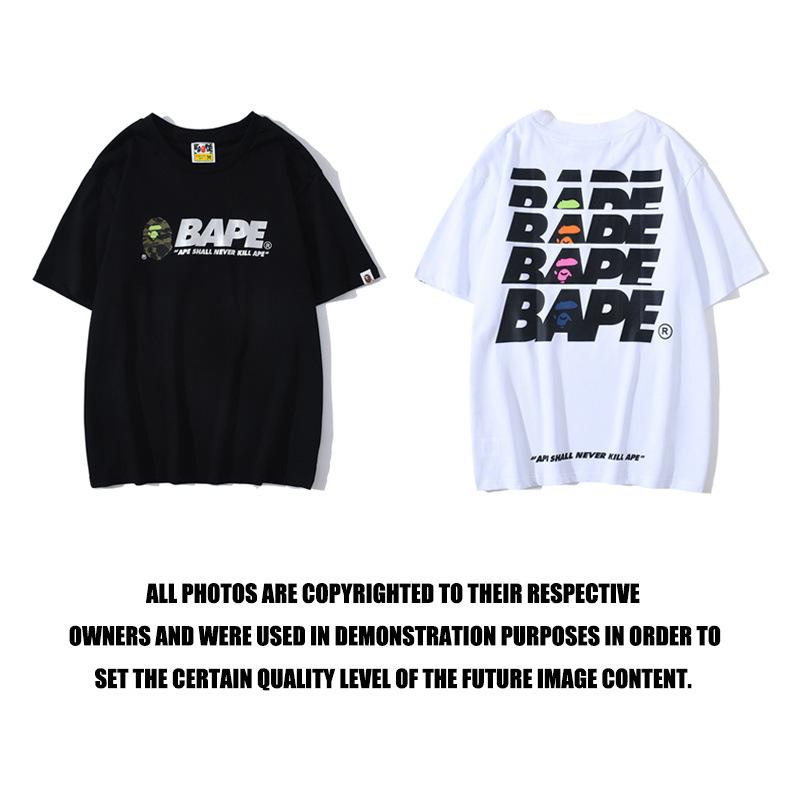Bathing Ape T-Shirt Summer Short Sleeve Letter Print Round Neck Pullover T-shirt