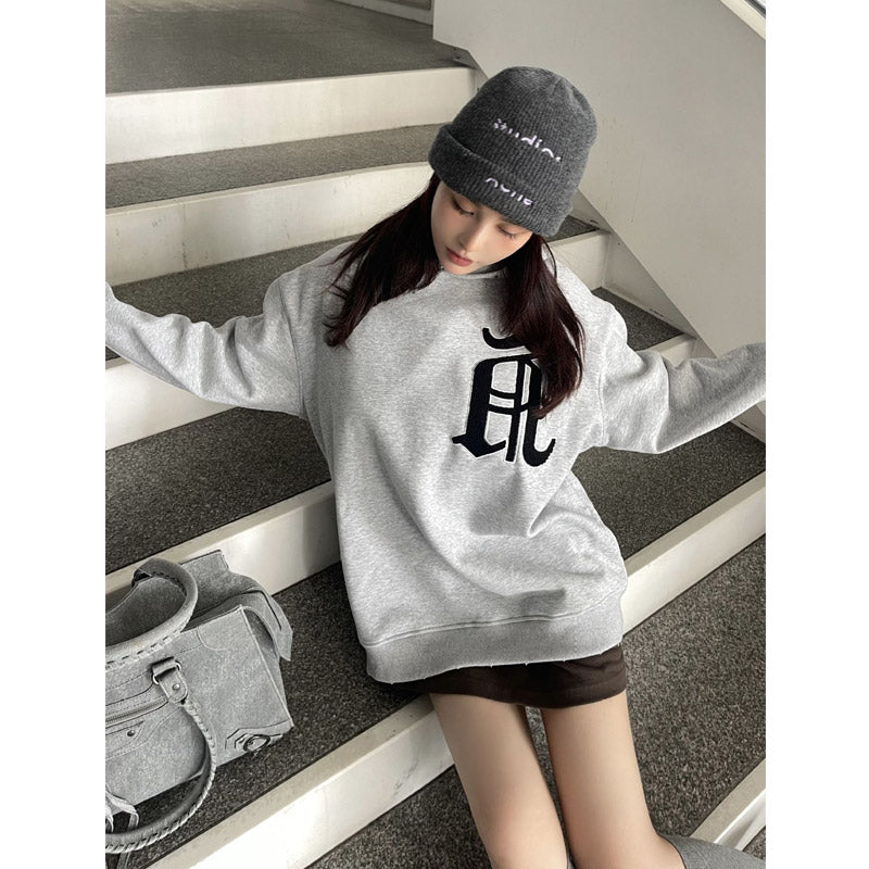 Askyurself Hoodie Gray Letters Printed Simple Bathroom Hoodie