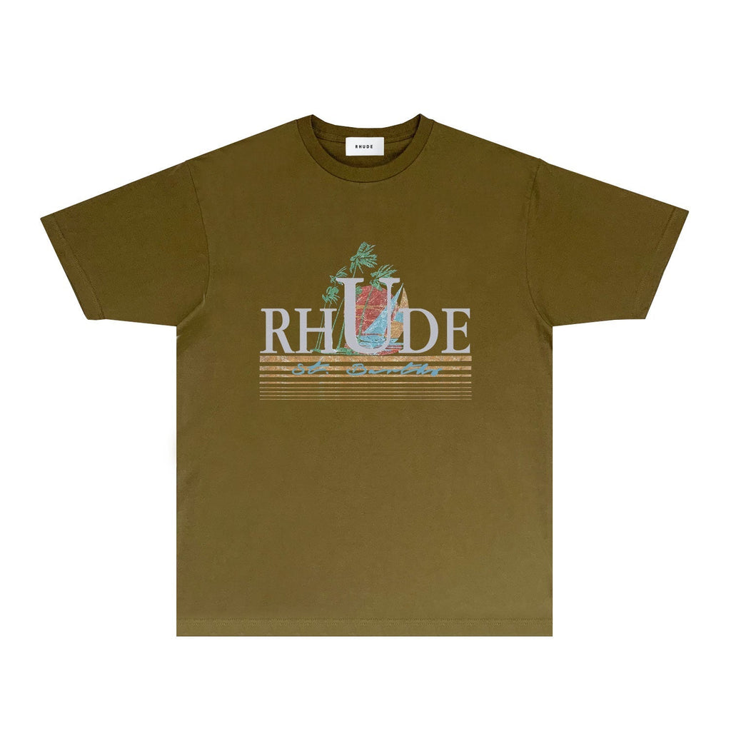 Rhude T-shirts Printed Trendy Pure Cotton