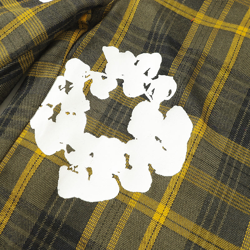 Denim Tears Shirt & Shorts 2 Piece Set Kapok Plaid Short Sleeve