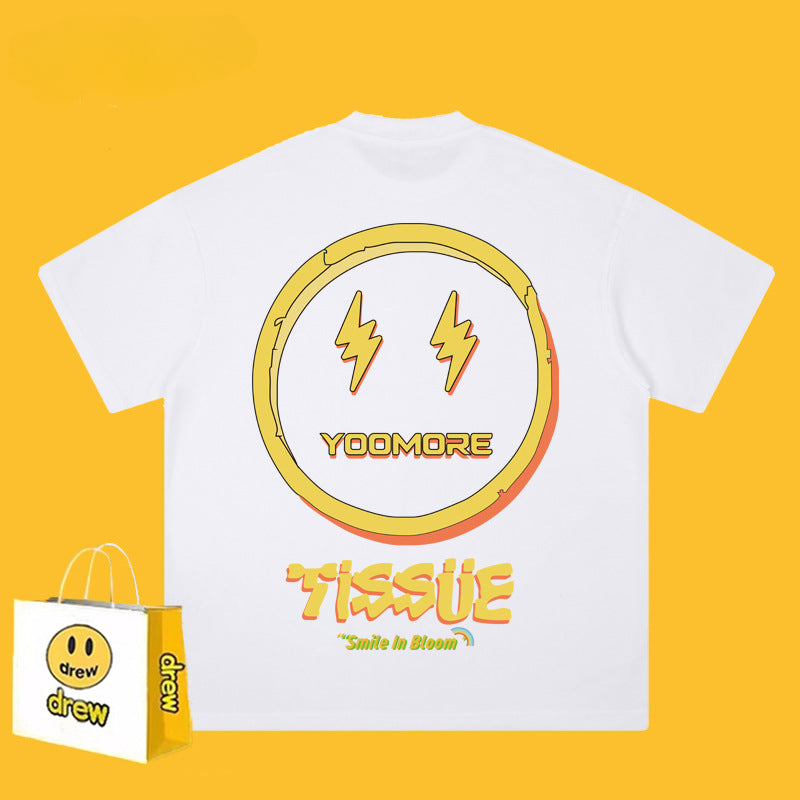 Drew T-shirts Lightning Smiley Print