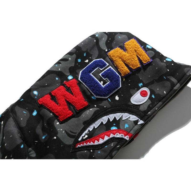 Bathing Ape Hoodie Autumn and Winter Men's Shark Luminous Camouflage Brushed Shark Sweater Men's Hooded Casual Coat