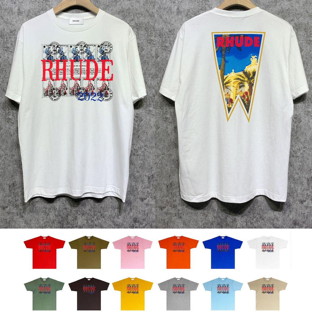 Rhude T-shirts Printed Trendy Pure Cotton