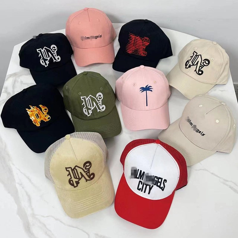 Palm Angels hats flame alphabet palm tree embroidered distressed baseball cap