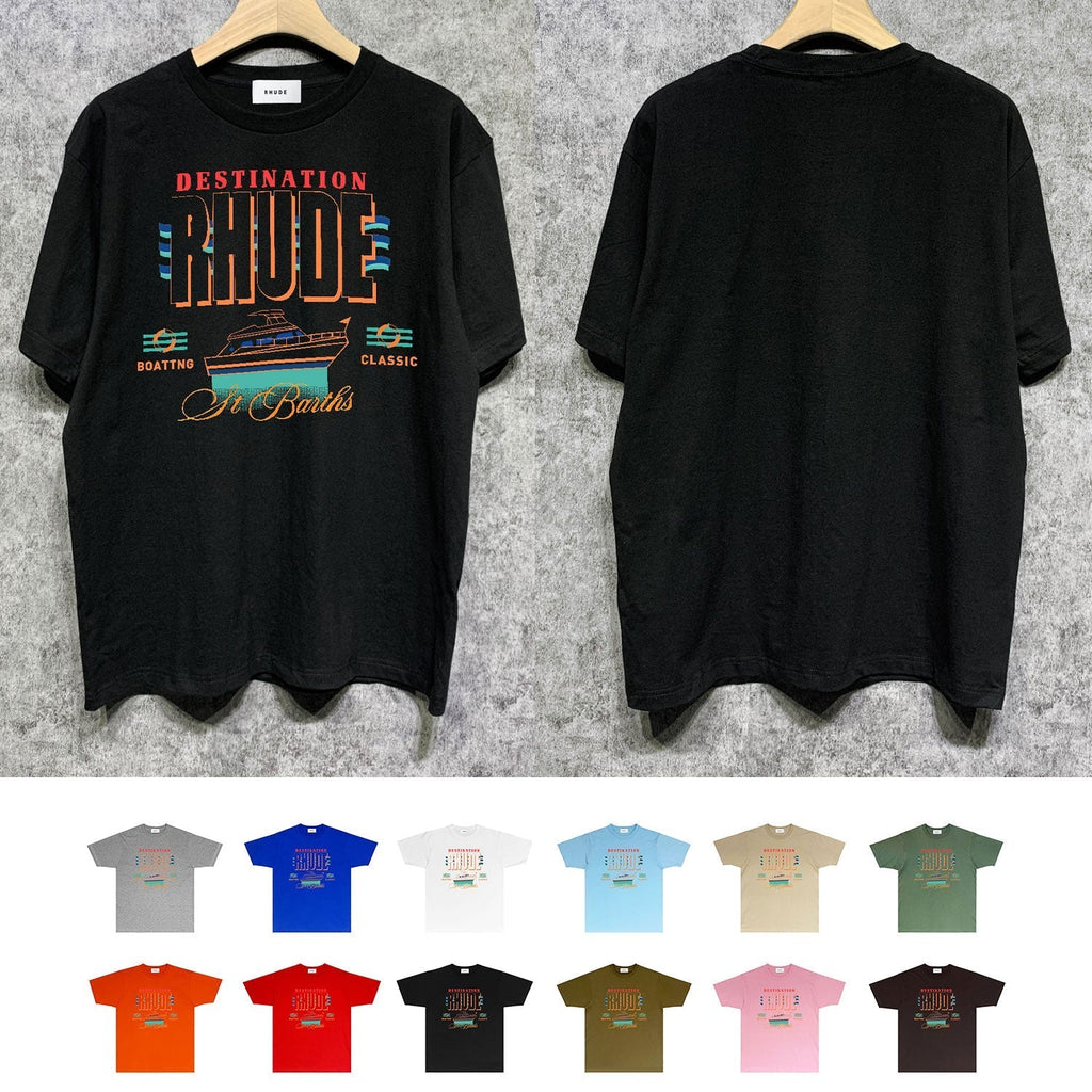 Rhude T-shirts Printed Trendy Pure Cotton