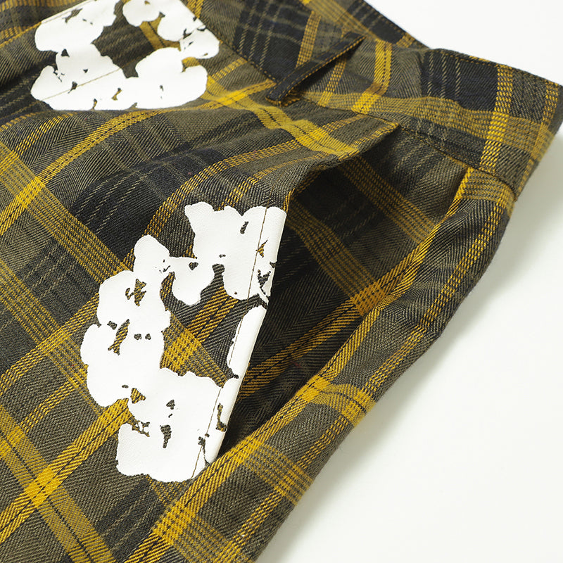 Denim Tears Shirt & Shorts 2 Piece Set Kapok Plaid Short Sleeve