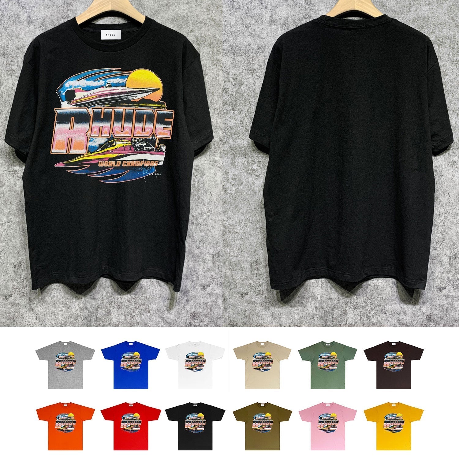 Rhude T-shirts Printed Trendy Pure Cotton