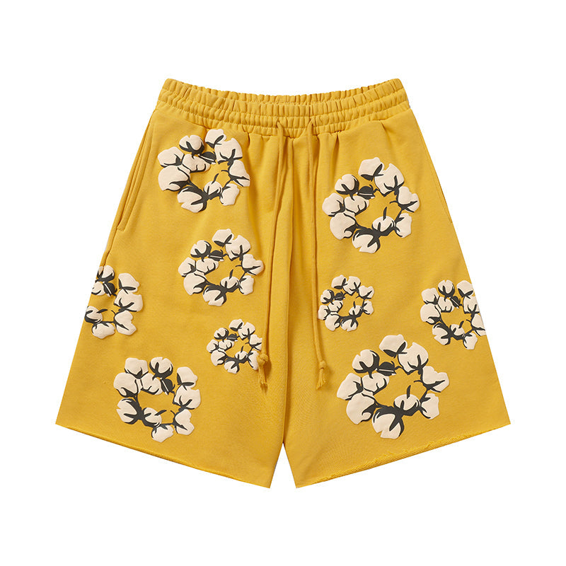 Denim Tears Shorts Yellow floral cotton