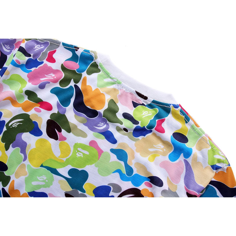 Bape Bearbrick T-Shirt Cartoon Printed Color T-Shirt Casual Loose Men And Women Same Style