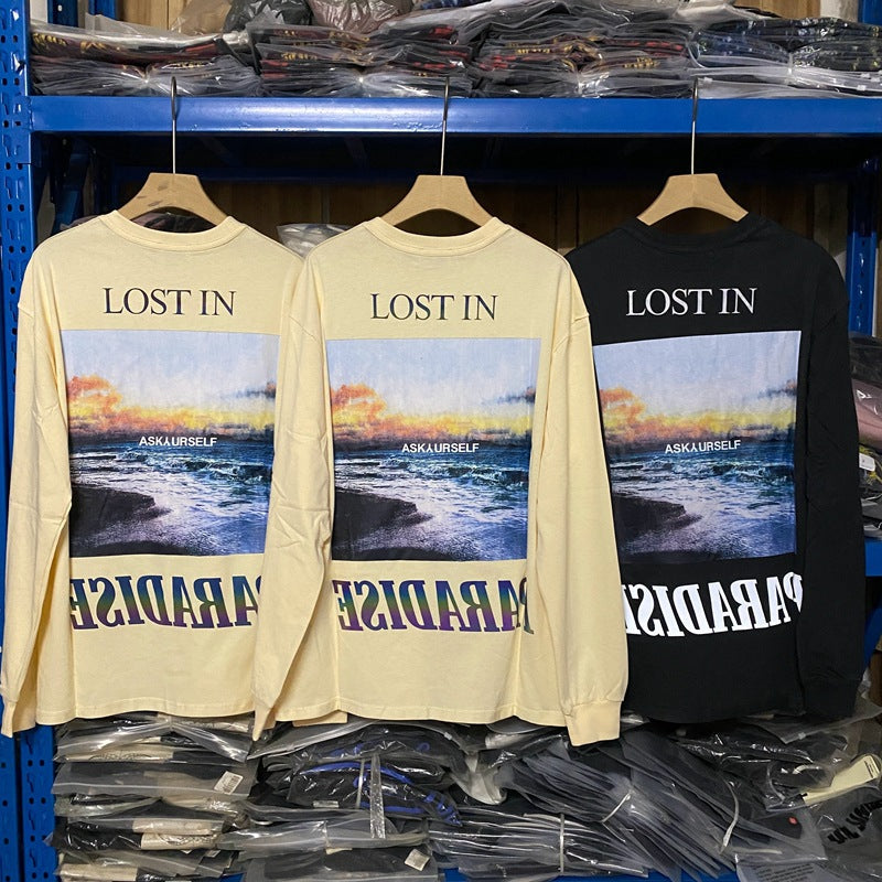 Askyurself T-shirts Casual Loose Long Sleeve T-shirt for Men