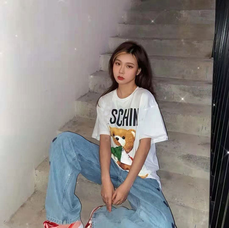 Moschino T-shirt Printed T-shirt Women Loose Casual Short-Sleeved Top