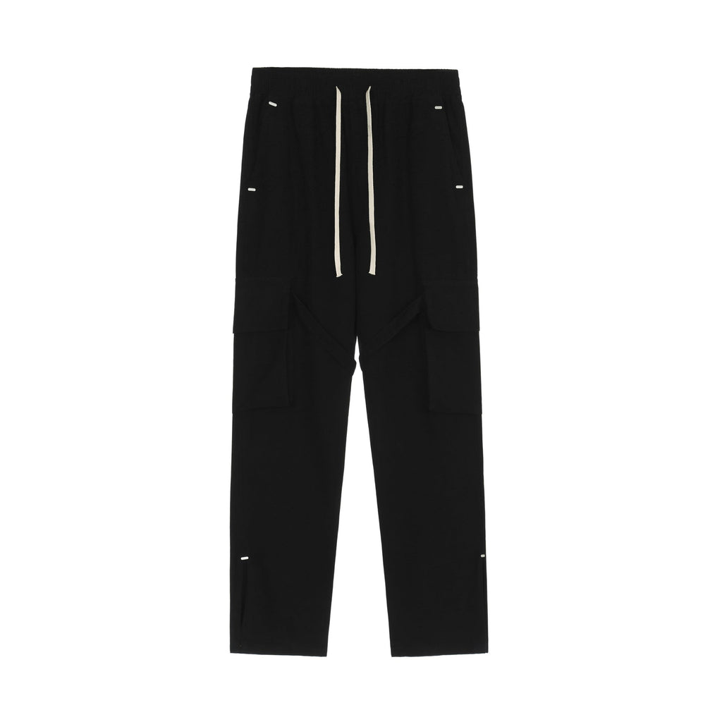 Askyurself Pant Loose Casual Straight-Leg Drawstring Overalls Trousers