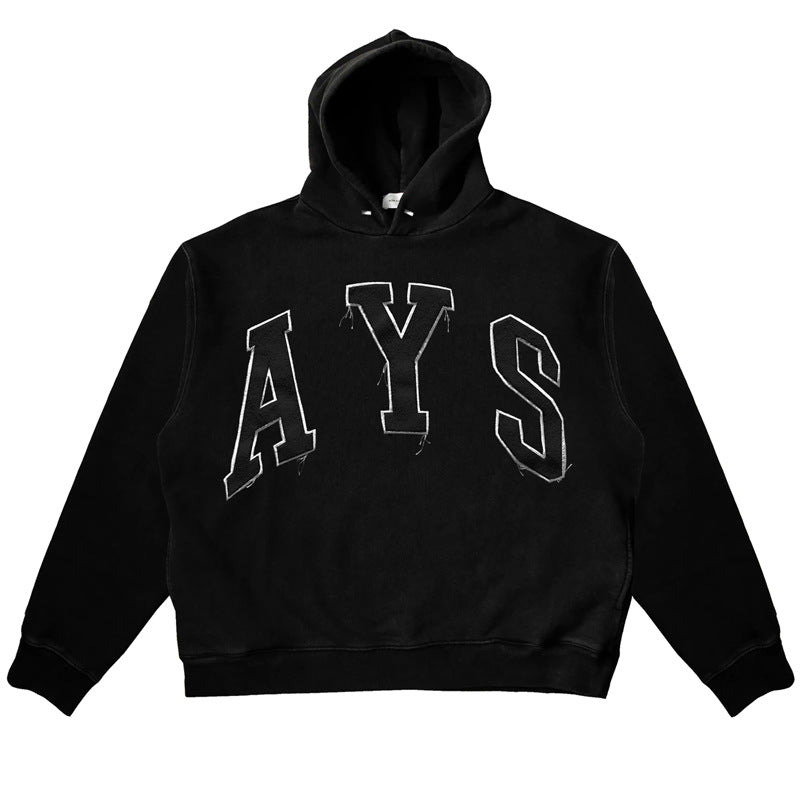 Askyurself Hoodie Letter Zipper Terry Hooded Sweater
