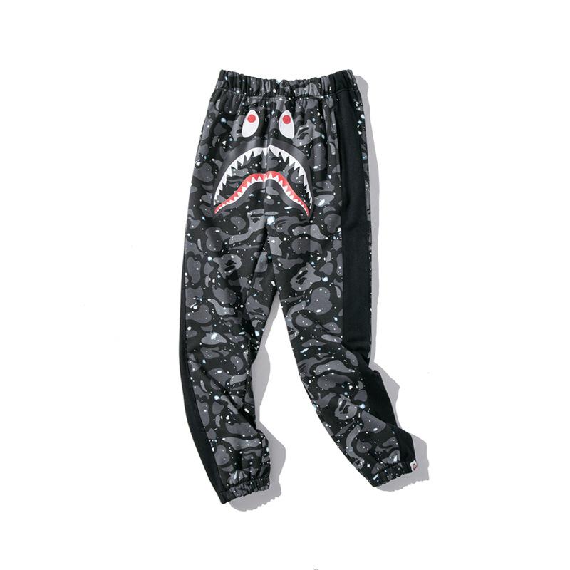 Bathing Ape Pant Shark Head Print Luminous Starry Sky Trousers Men's and Women's Casual Pants Sweatpants