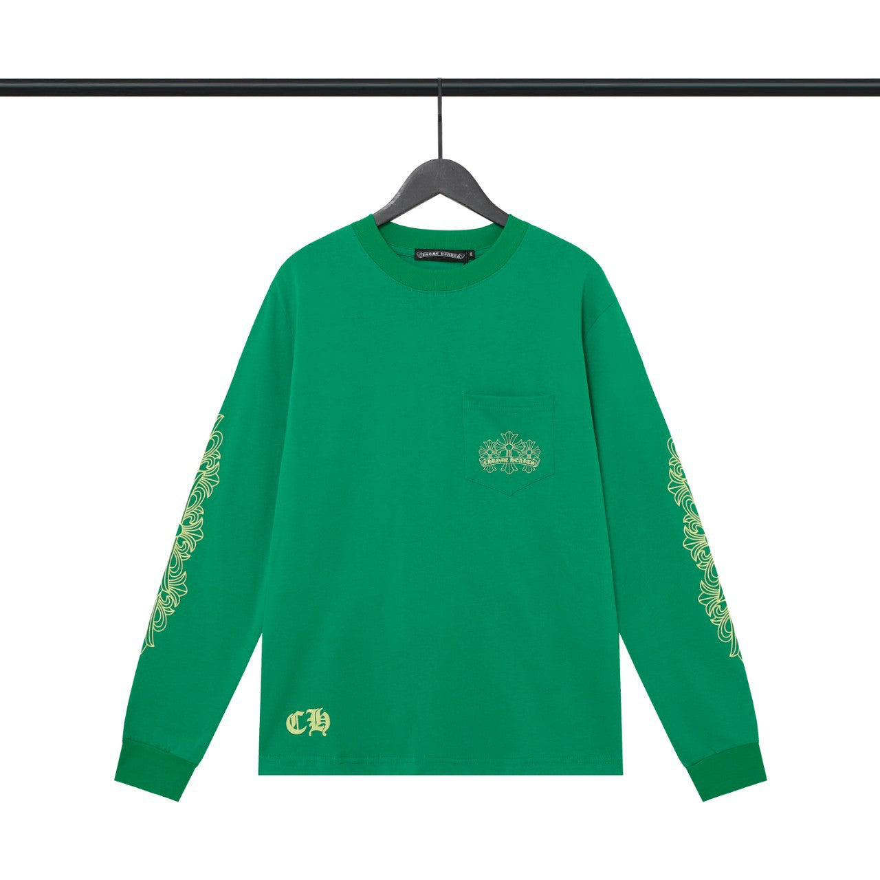 Chrome Heart Hoodie ch Green Phantom Group Cross Letter Print