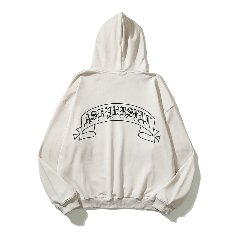 Askyurself Hoodie Letter Loose Hooded Sweater Men's Casual