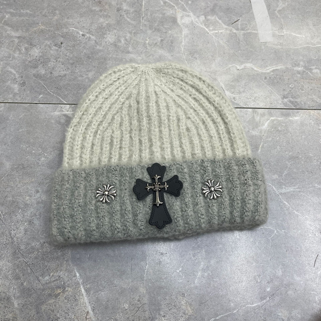 Chrome Heart Beanie Cross Knitted Hat Warm Couple Cold Hat Windproof Ear Protectors