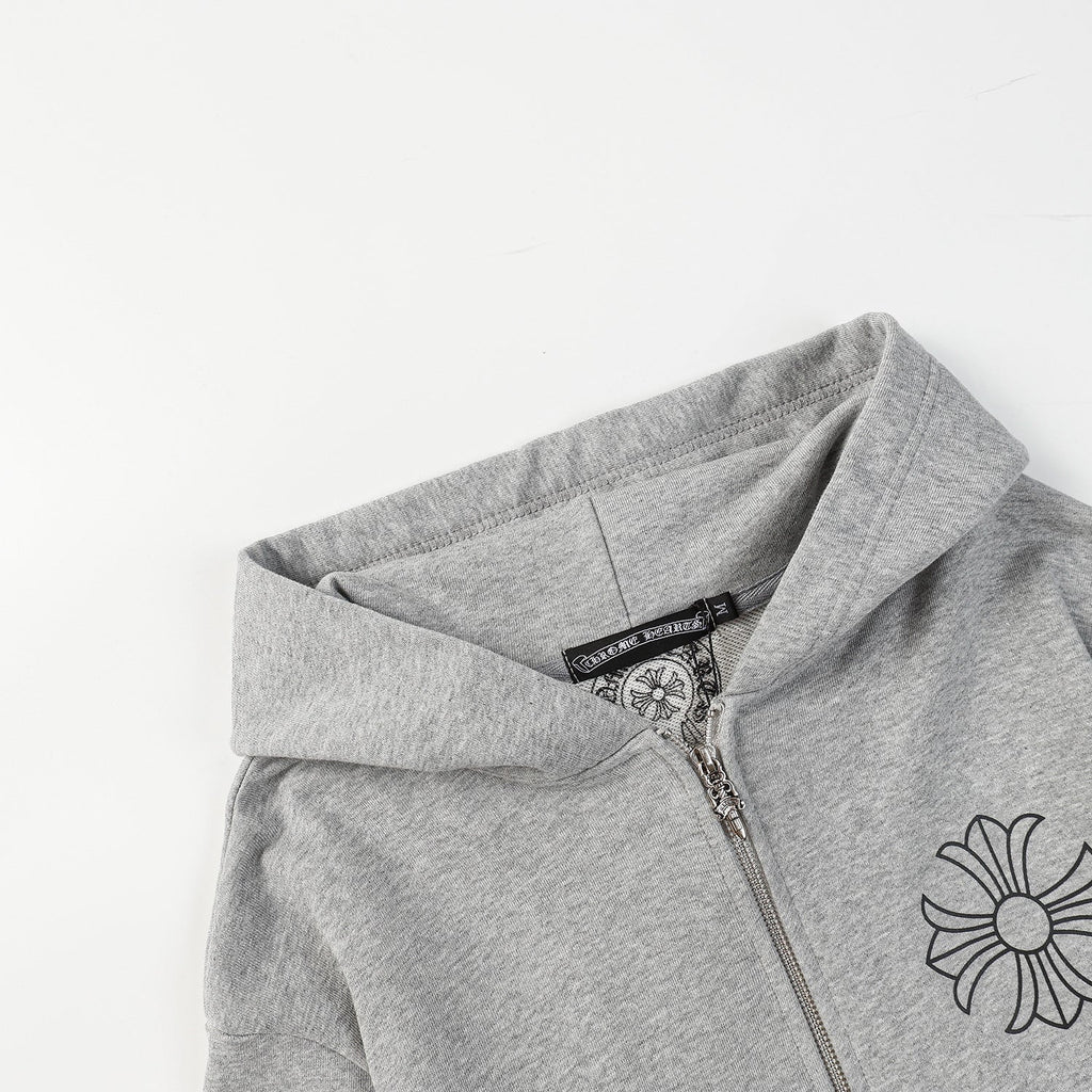 Chrome Heart Hoodie Crowe Hooded Sweater Cardigan Zip Long Sleeve Jacket