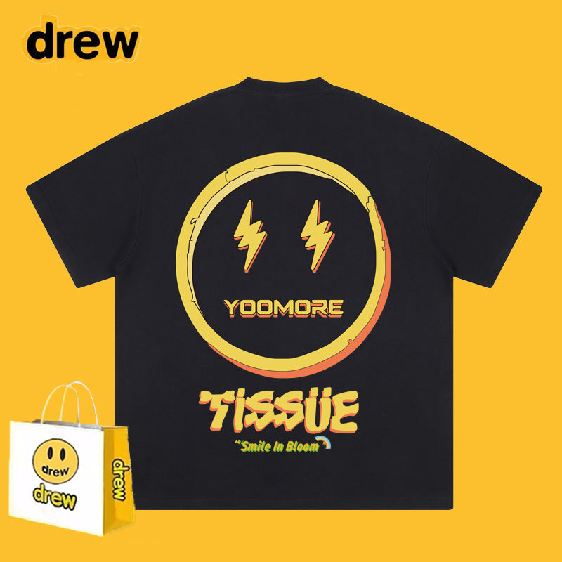 Drew T-shirts Lightning Smiley Print