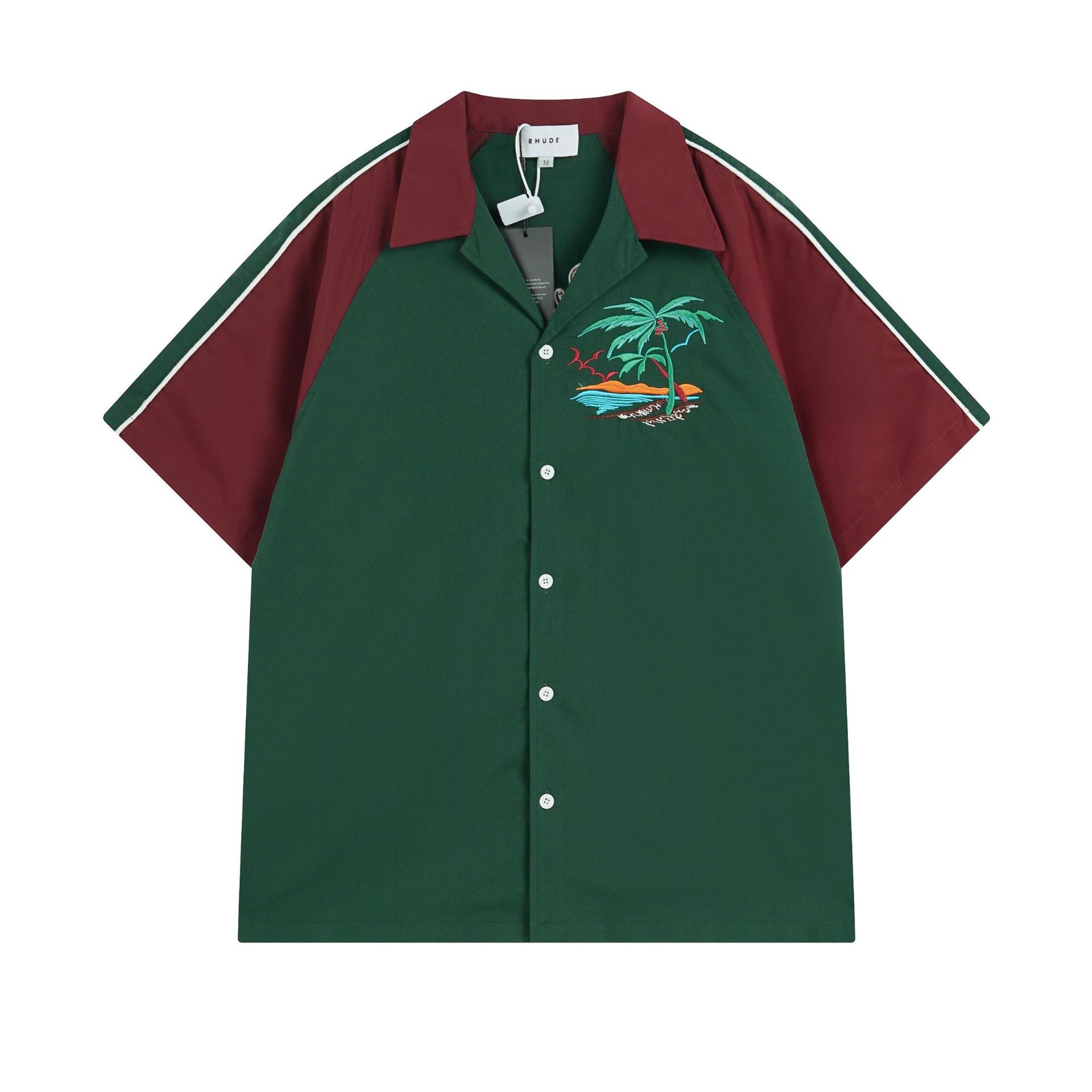 Rhude T-shirt Coconut Alphabet Beach Embroidery Short Sleeve Shirt Shorts