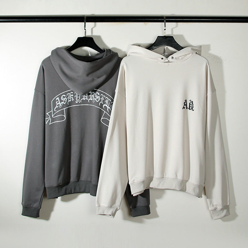 Askyurself Hoodie Letter Loose Hooded Sweater Men's Casual