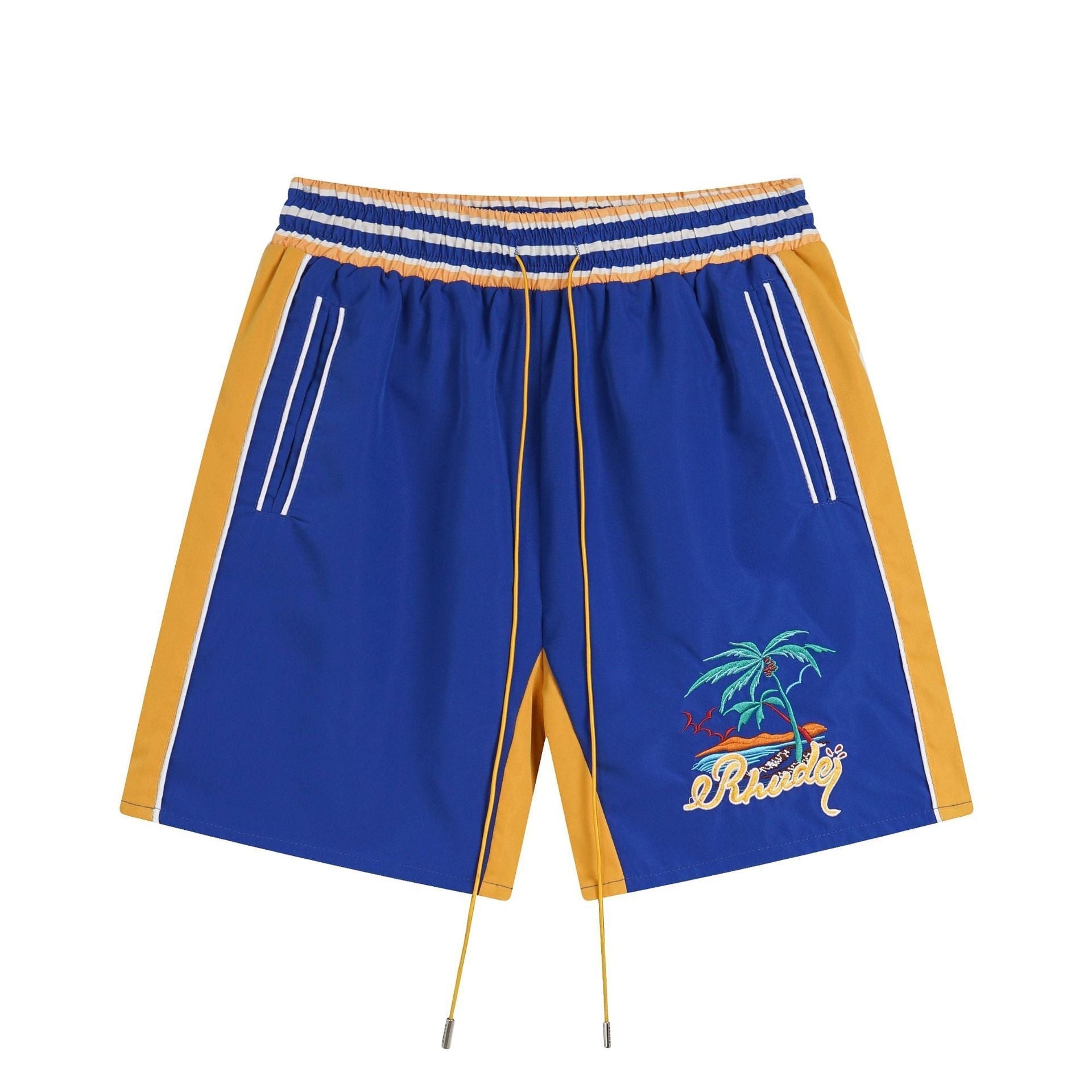 Rhude T-shirt Coconut Alphabet Beach Embroidery Short Sleeve Shirt Shorts