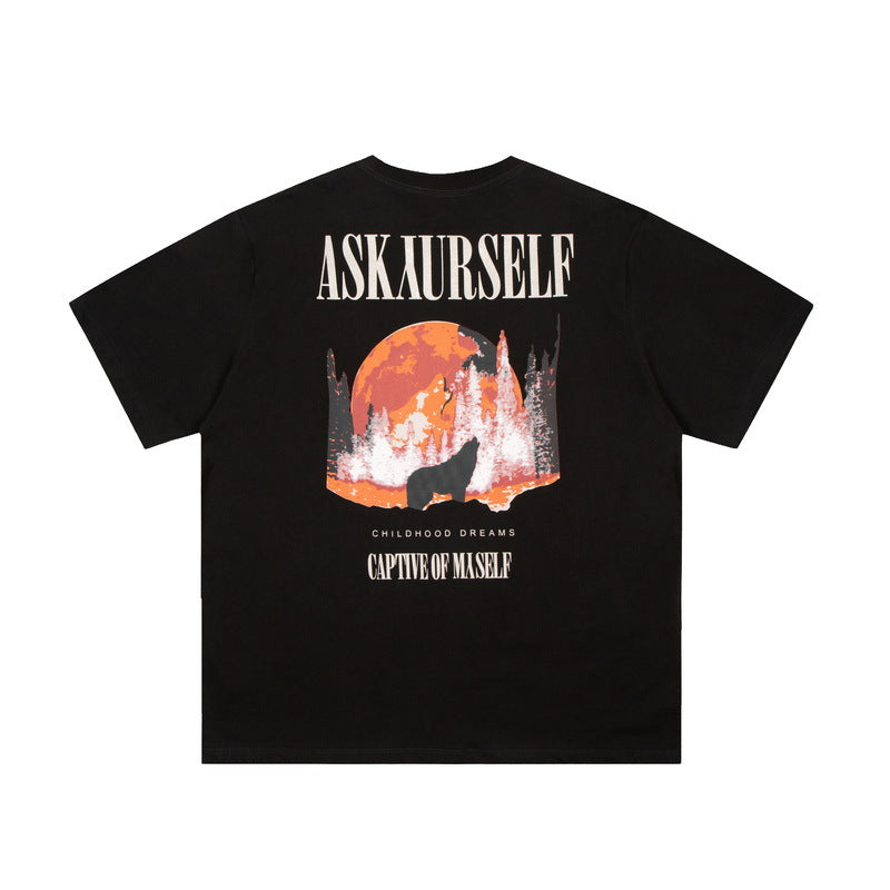 Askyurself T-shirts Loose Men's and Women's VTG Short-Sleeved T-shirt