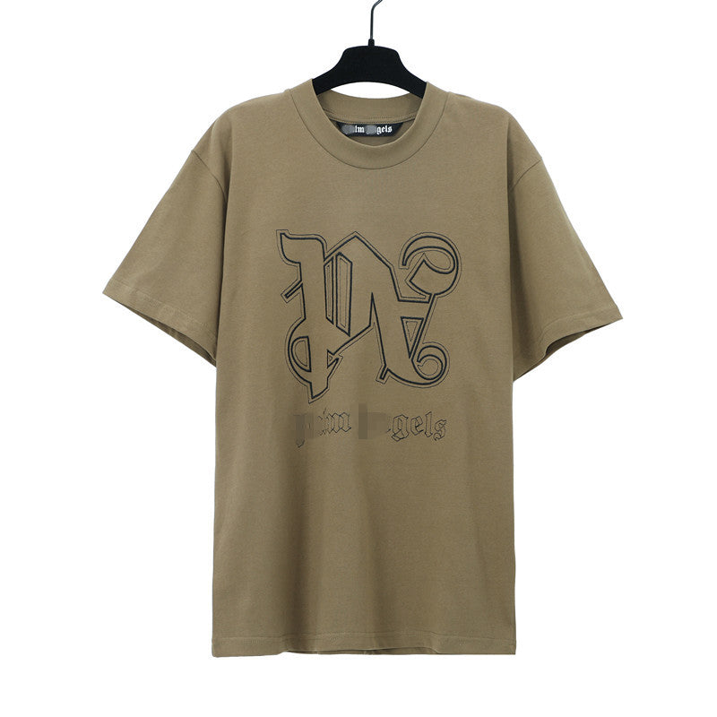 Palm Angels T-shirt Embroidered Letter Logo Short Sleeve T-shirt