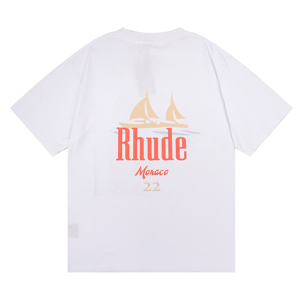 Rhude T-shirt Los Angeles RHUDE Sailing Letter Print Short Sleeve T-shirt