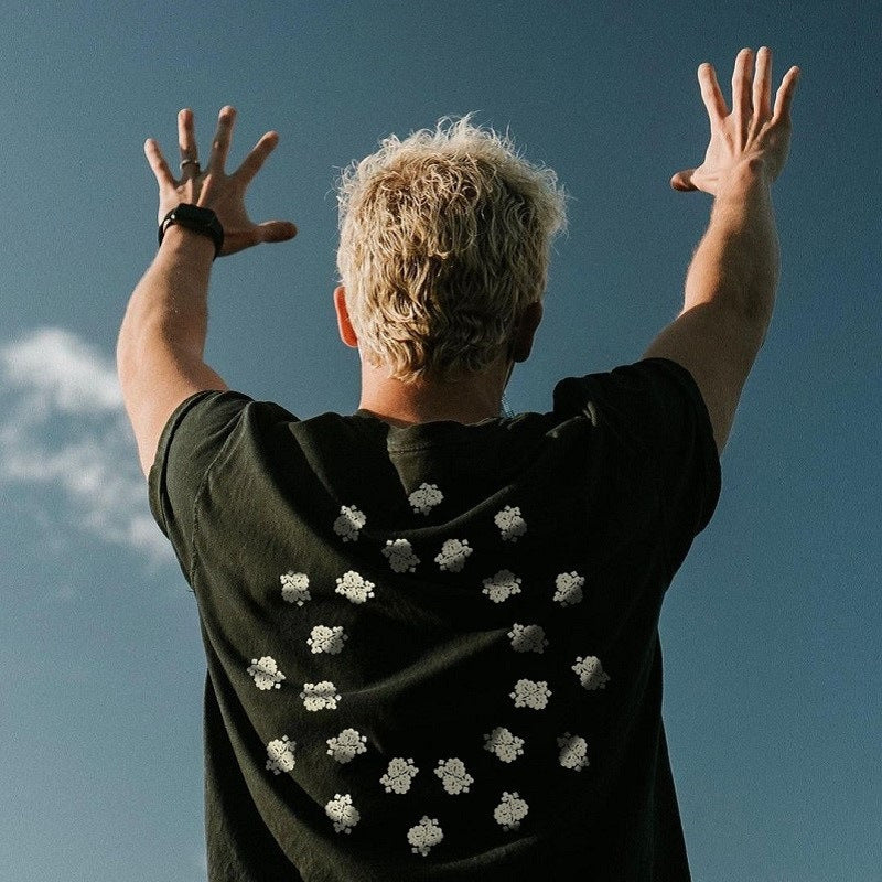 Askyurself T-shirts Paisley Loose Distressed Three-Dimensional Embossed Pattern