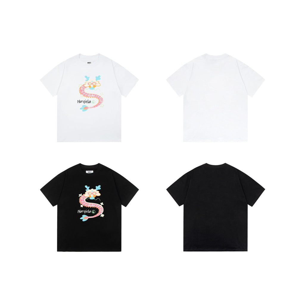 Maison Margiela T-shirt Dragon Print Crew Neck Loose Short Sleeve T-shirt