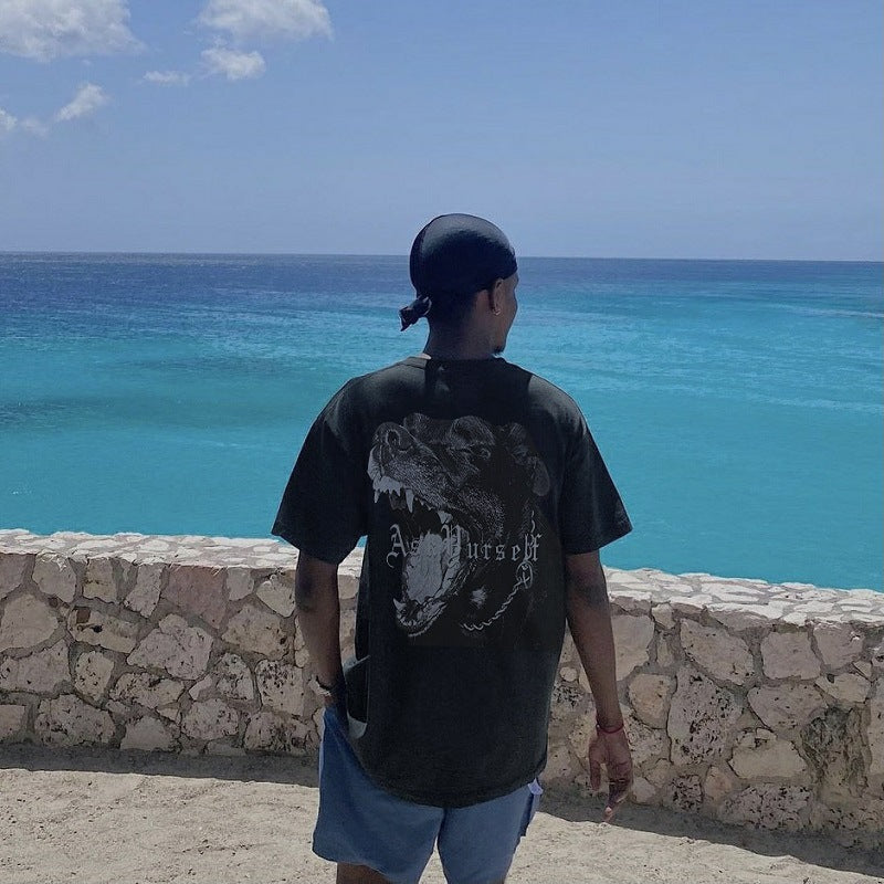 Askyurself T-shirts Casual Loose Men's Fog Short Sleeve Summer