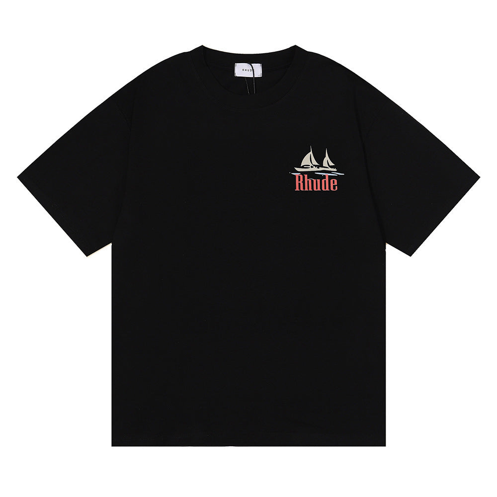 Rhude T-shirt Los Angeles RHUDE Sailing Letter Print Short Sleeve T-shirt