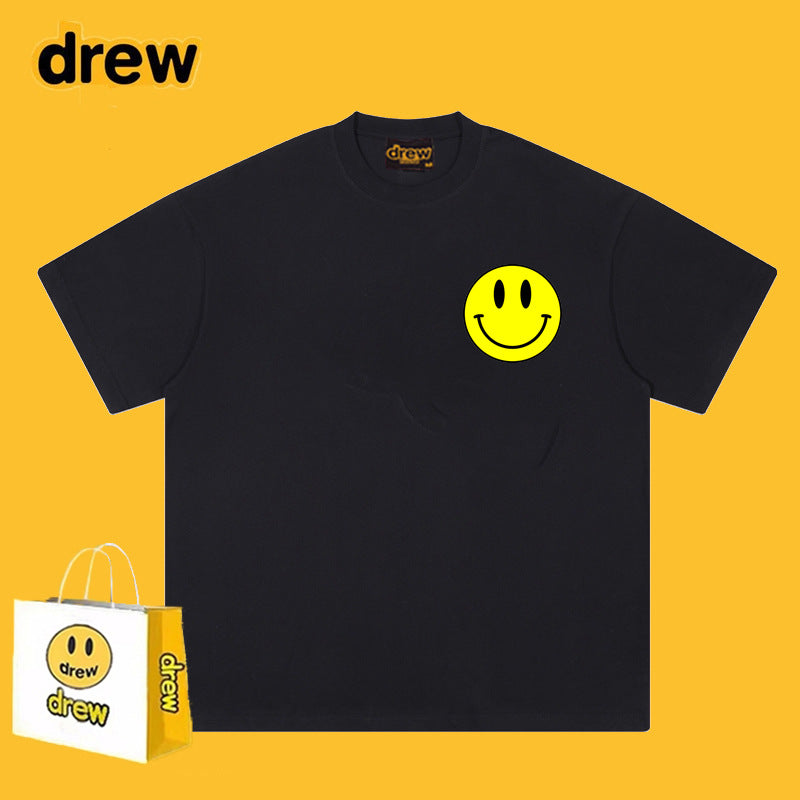 Drew T-shirts Smiley Face Print Short Sleeve Loose
