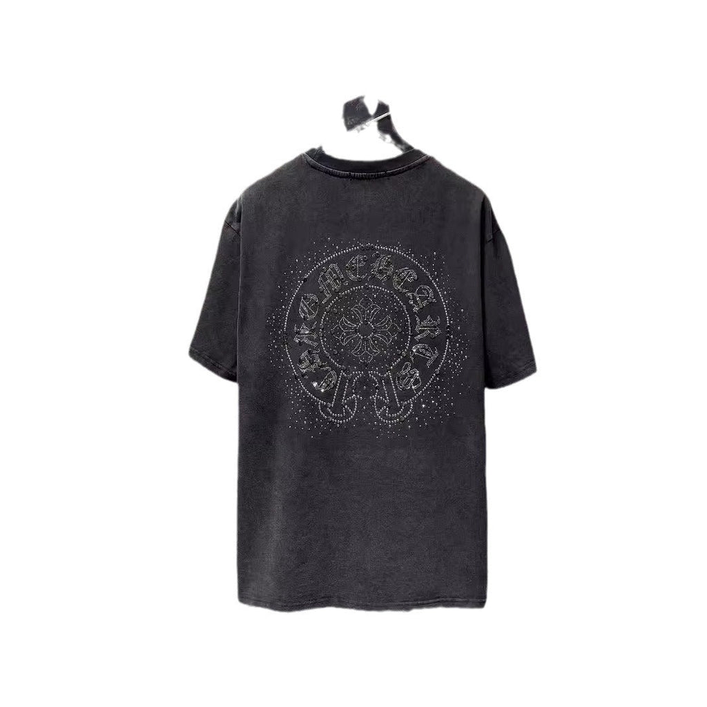 Chrome Heart T Shirts Croix Cross Color Leather Printed Short Sleeve T-Shirt