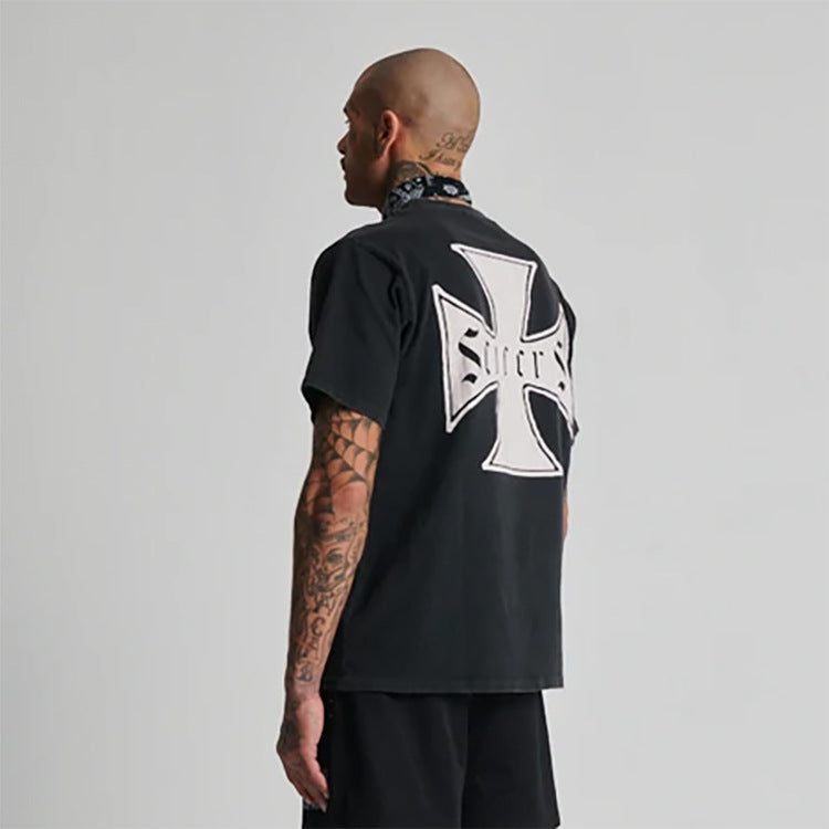 Askyurself T-shirts Casual Loose Men's and Women's Short-Sleeved T-shirt Black