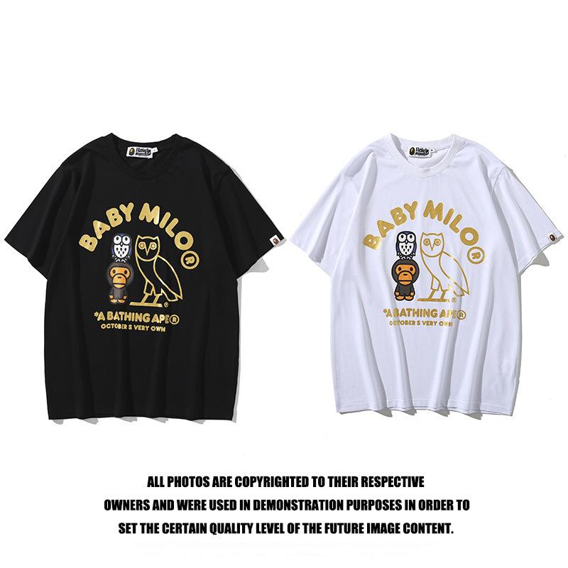 Bathing Ape T-Shirt Summer Cartoon Anime Loose Black Casual Short Sleeve T-shirt