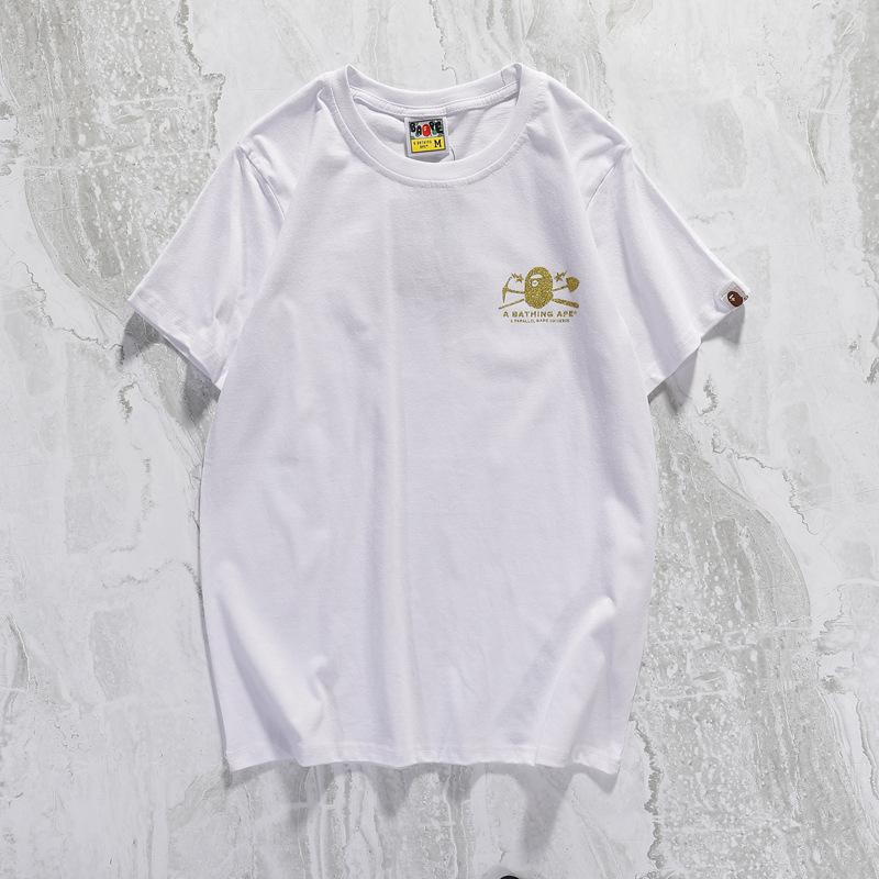 Bathing Ape T-Shirt Cartoon Anime Short Sleeve White Loose Round Neck Summer T-shirt