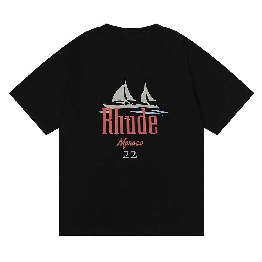 Rhude T-shirt Los Angeles RHUDE Sailing Letter Print Short Sleeve T-shirt
