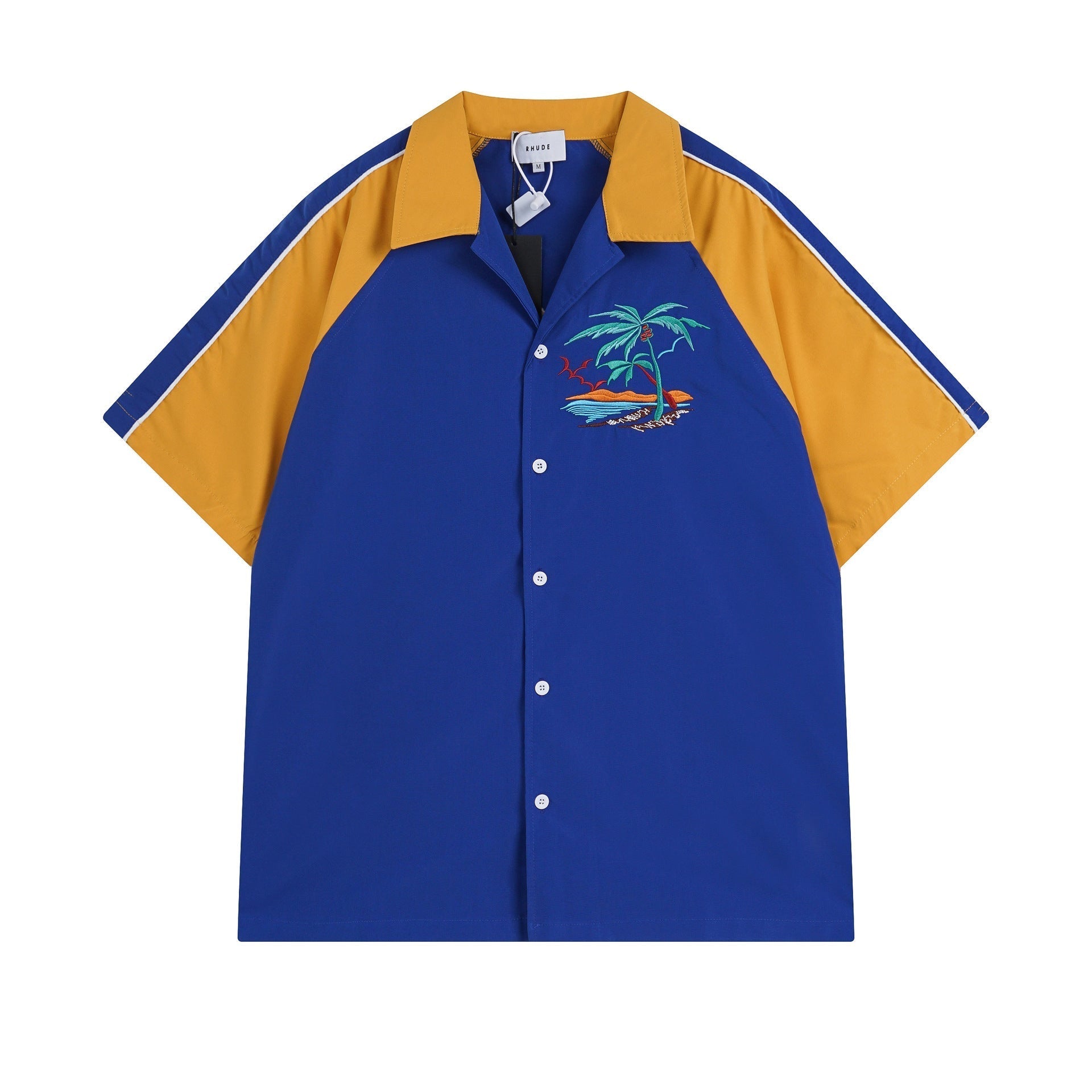 Rhude T-shirt Coconut Alphabet Beach Embroidery Short Sleeve Shirt Shorts