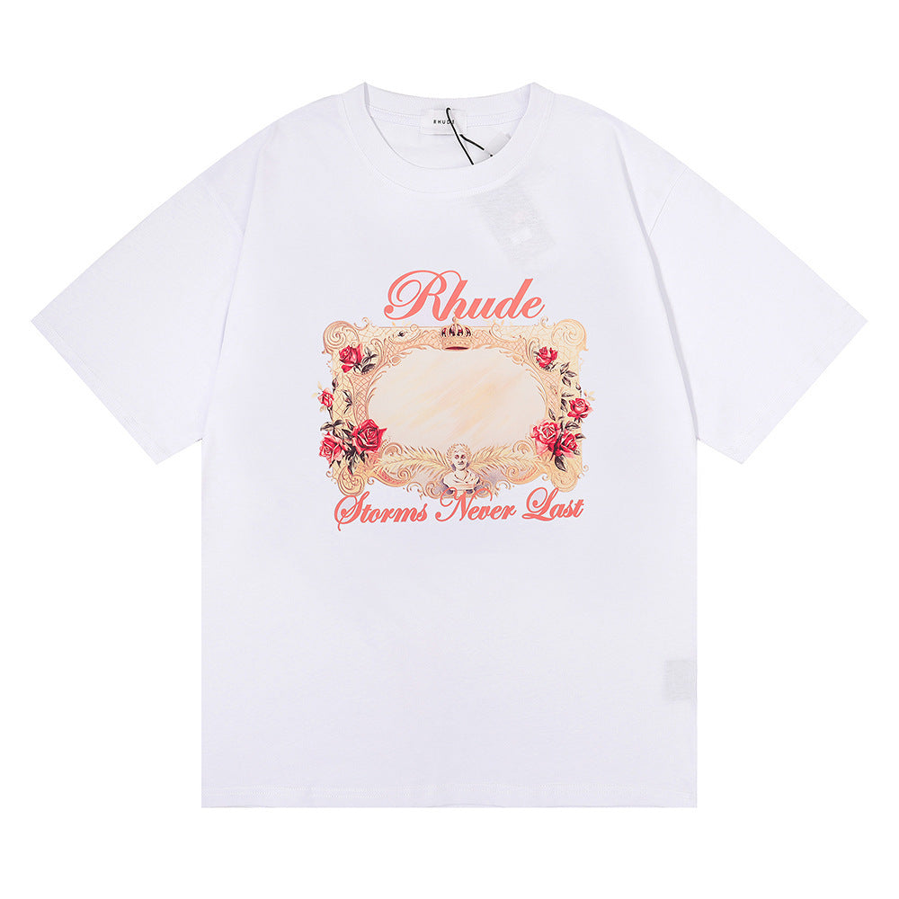 Rhude T-shirt Rose Mirror Print Short Sleeve T-shirt