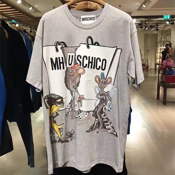 Moschino T-shirt Teddy Bear Mickey Mouse Printed T-shirt Men And Women