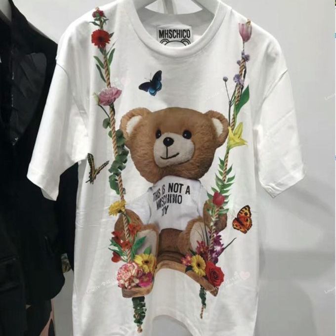 Moschino T-shirt Teddy Bear Mickey Mouse Printed T-shirt Men And Women