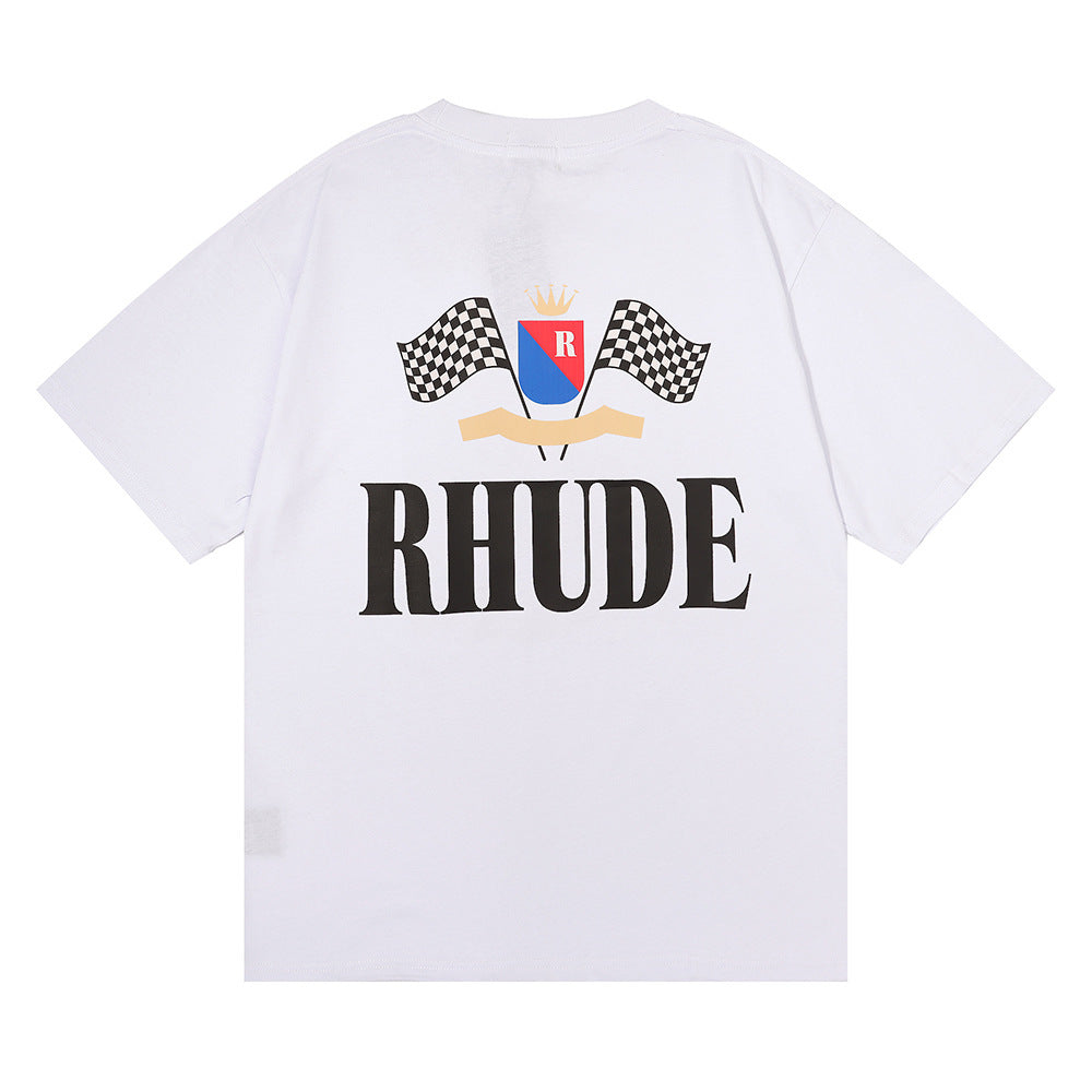 Rhude T-shirt Alphabet Flag Print Short Sleeve T-shirt