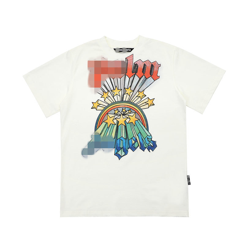 Palm Angels T-shirt Rainbow Star Letter Print Short Sleeve T-shirt
