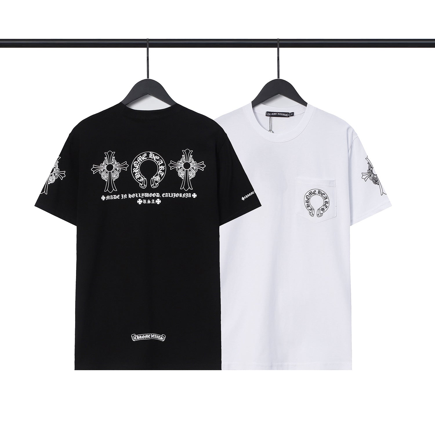 CHH Chrome Heart T Shirts Chrome Hearts Cross Sanskrit Print Short Sleeve Crew Neck T-Shirt