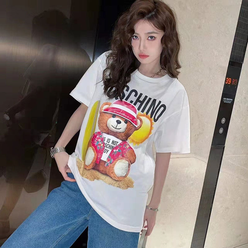 Moschino T-shirt T-shirt Round Neck Pullover Loose