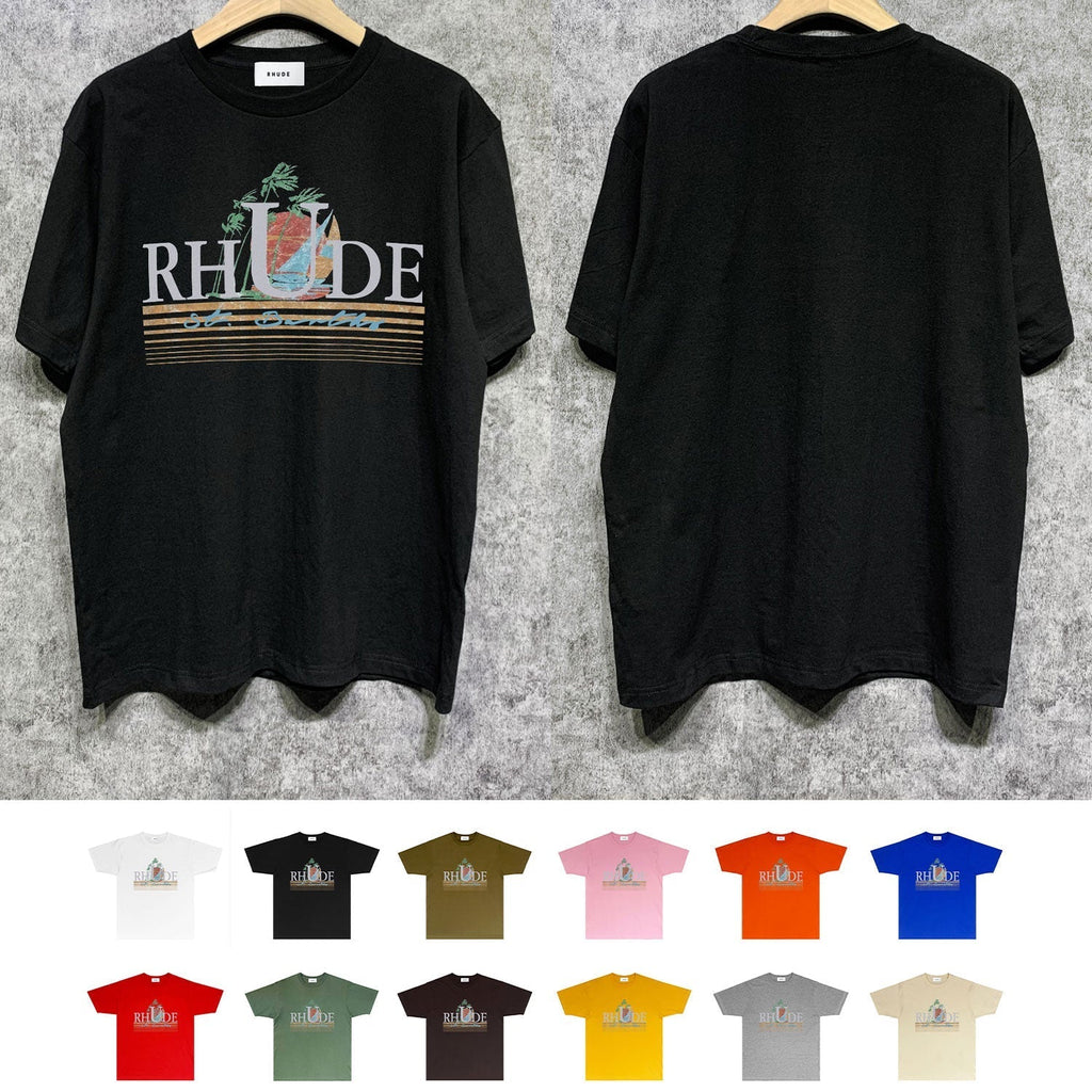 Rhude T-shirts Printed Trendy Pure Cotton