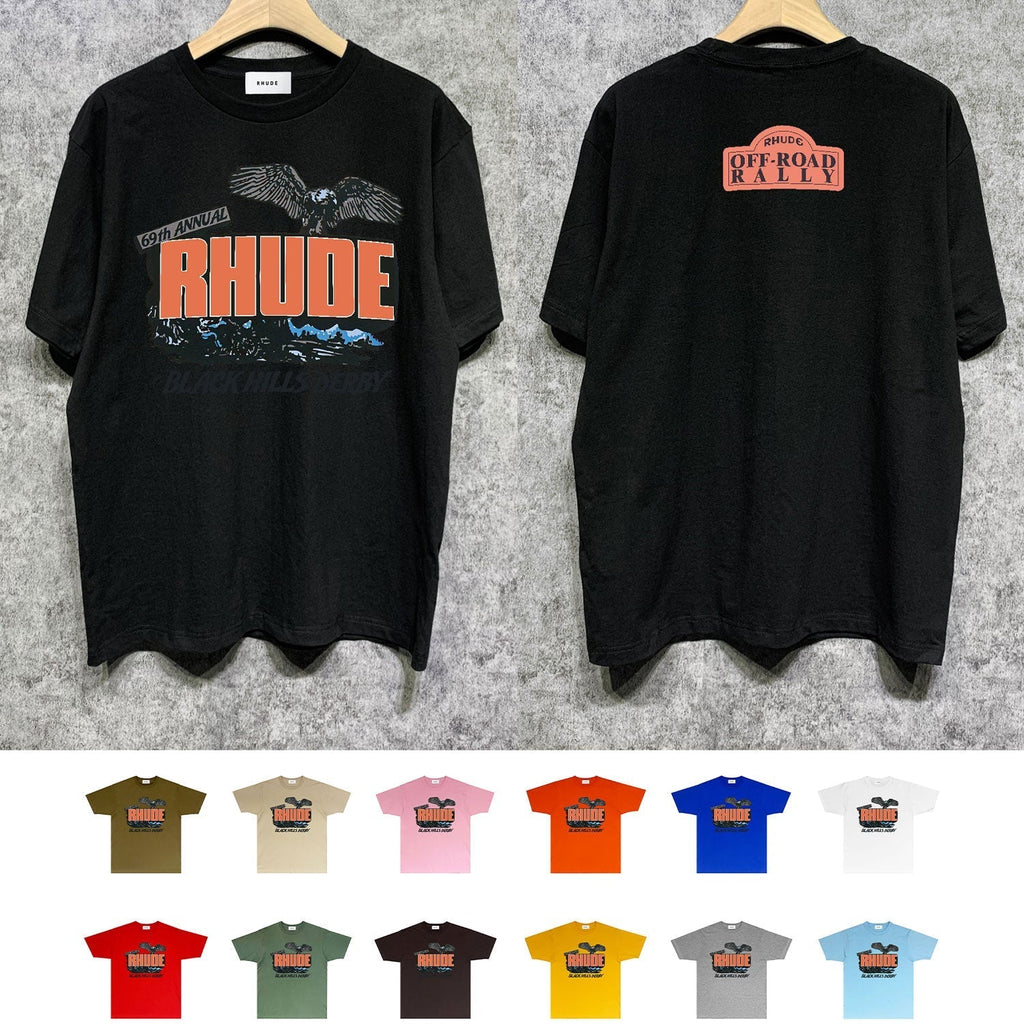 Rhude T-shirts Printed Trendy Pure Cotton